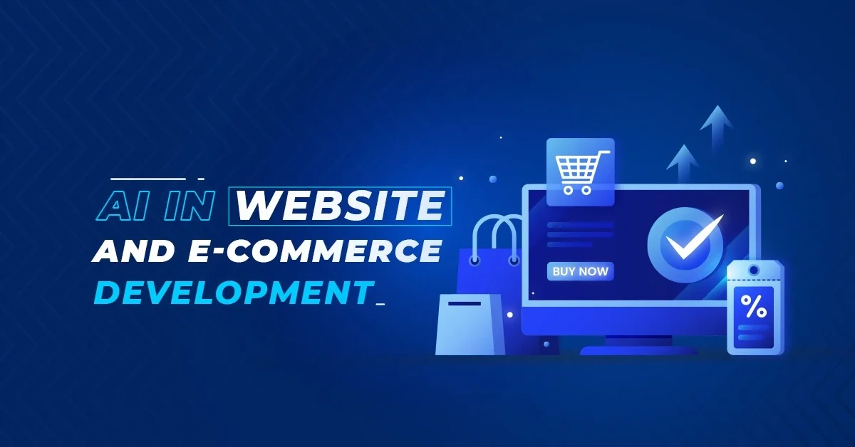 AI in website and ecommerce development interface showing smart product search and customer recommendations